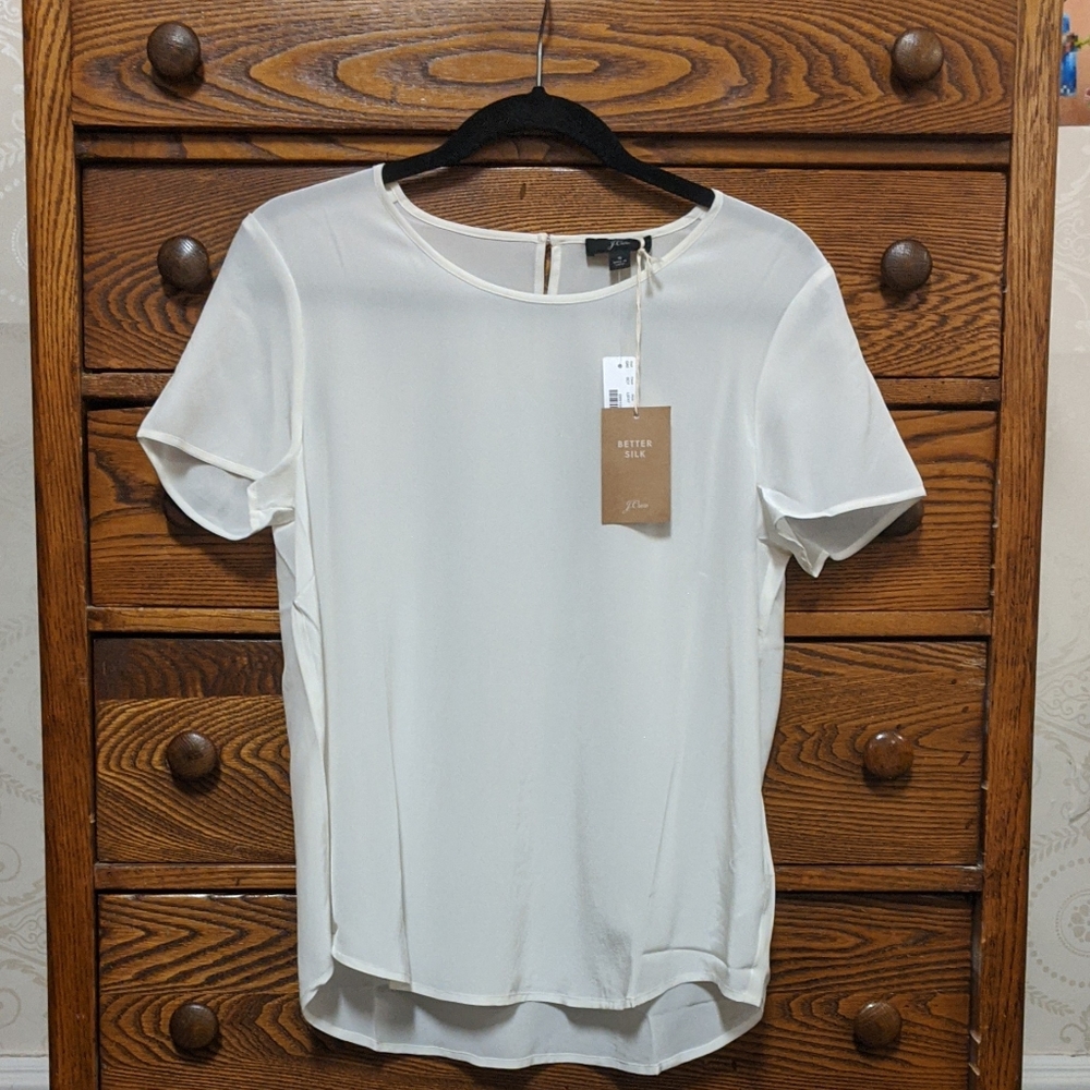 NWT J. Crew Ivory Silk Tee